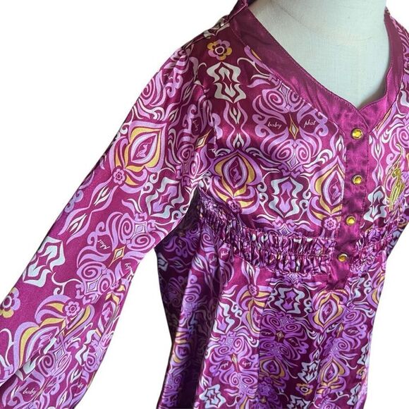 Youth Girls Baby Phat Plum Shirted Satin Sateene Dress - Sz 6X - Picture 2 of 2